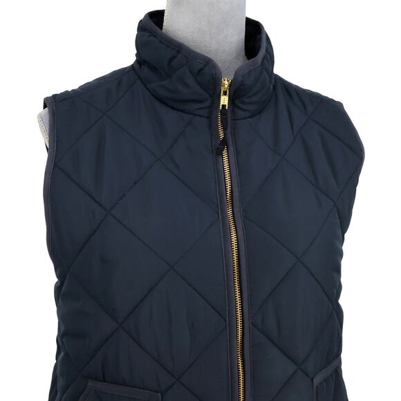 J Crew Mercantile Vest Plus Size 2X Navy Blue Quilted Puffer Full Zip Pockets - Picture 6 of 16